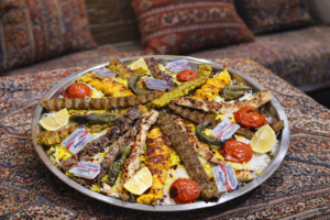 Special mixed grill with rice at Najmat Kabab, best Persian restaurant in Dubai