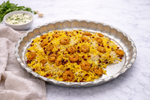 Shrimp biryani at Najmat Kabab, best Persian restaurant in Dubai