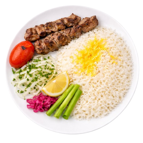 Yoghurt mutton tikka with rice at Najmat Kabab, best Persian restaurant in Dubai