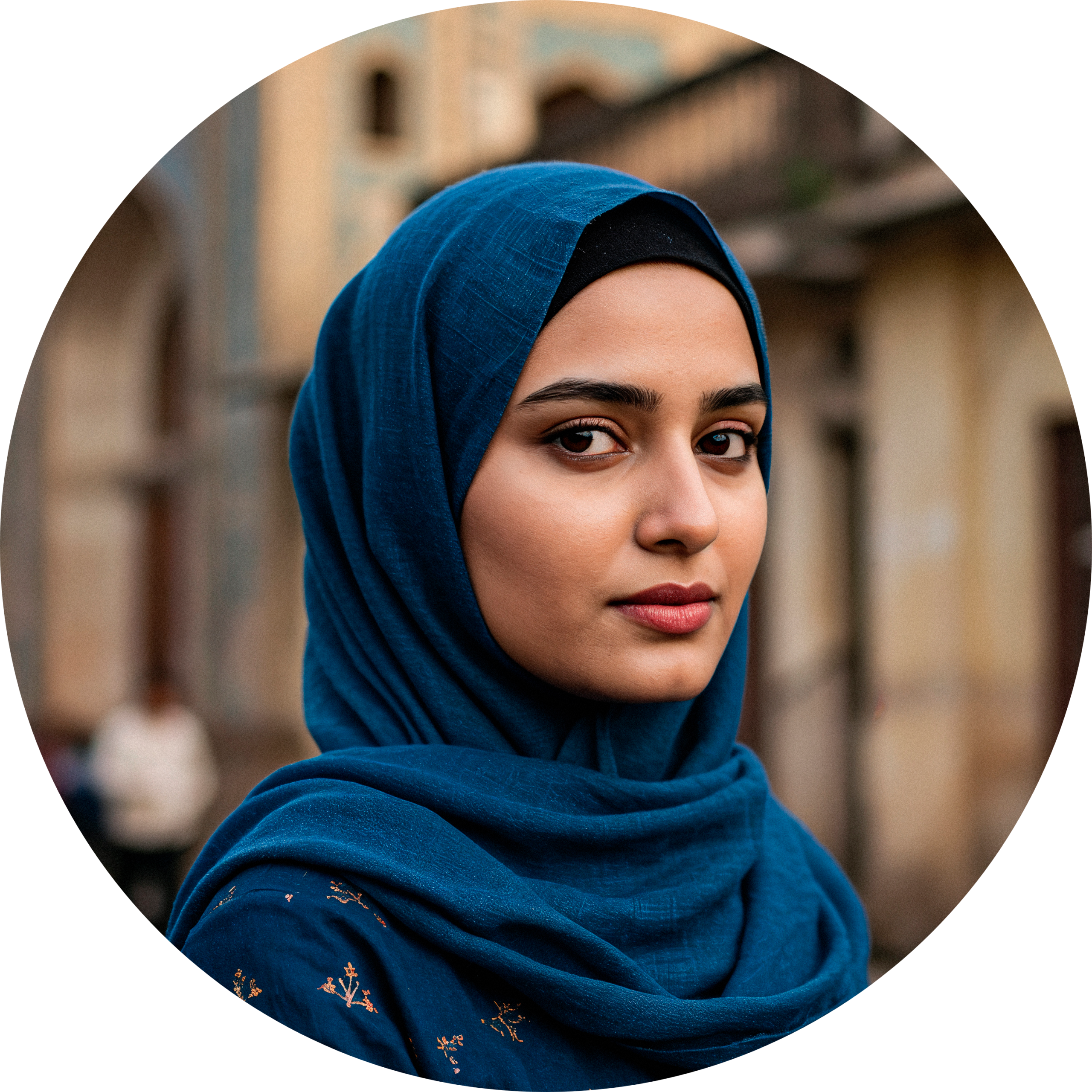 Female customer smiling after enjoying traditional Iranian food at Najmat Kabab, featured in the customer review section.